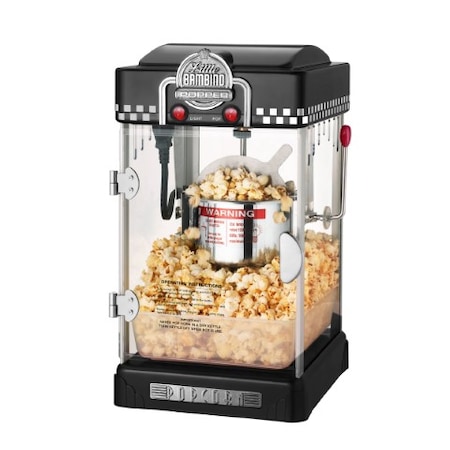 Great Northern Popcorn 6072 Great Northern Black Little Bambino Table Top Retro Machine Popcorn Popper, 2.5oz 563337OYU